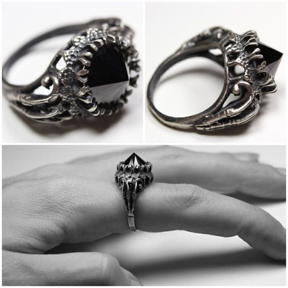NEW Bloodmilk Jewels Belonging to the Darkness Silver & Black Onyx 7 Ring - Picture 2 of 5